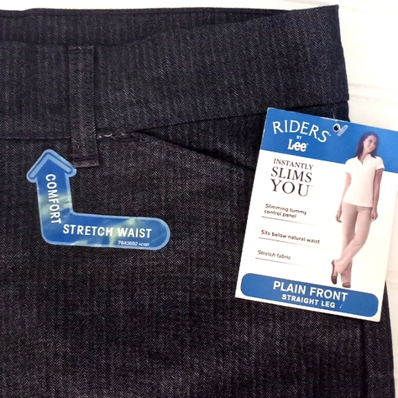 Riders By Lee Herringbone Gray Straight Leg Pants -#1776+ - Picture 4 of 12